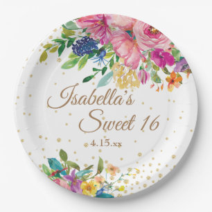 Rosa Blau Gelbe Blüte Süße 16 Geburtsname Pappteller
