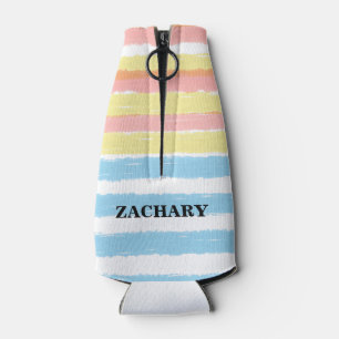 Rosa Blau Gelbe Farbe Streifen Party Name Flaschenkühler