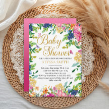 Rosa Blau Gelbe Florale Schmetterlinge Baby Shower