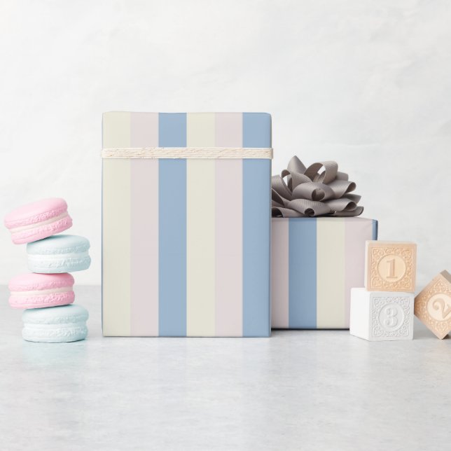 Rosa / Blau / Gelbe Streifen Geschenkpapier (Babyparty)