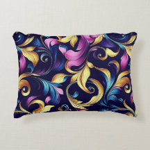 Rosa, Blau, Gold, Leaf Swirbel Muster Runde