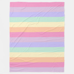 Rosa Blau Grün Lila Gelb Orange Streifen groß Fleecedecke