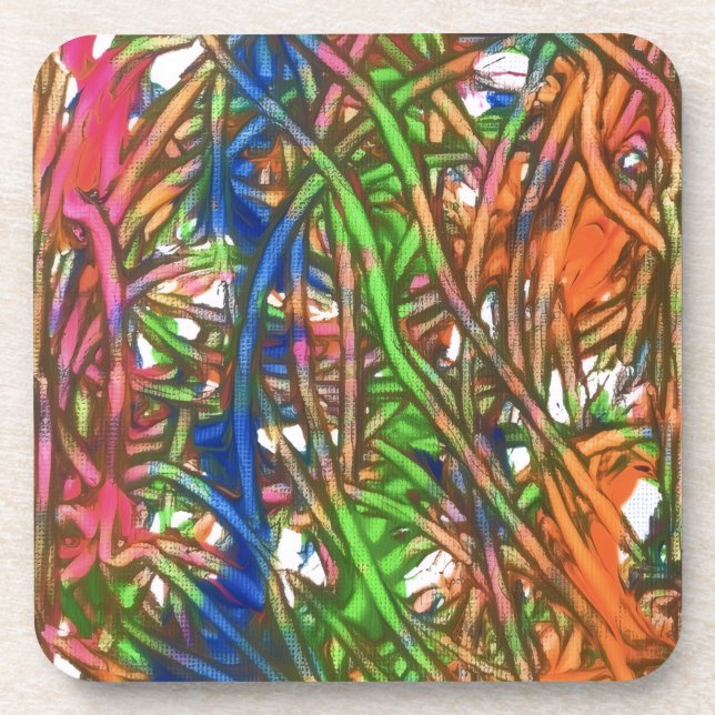 Rosa, Blau, Grün, Orange, Marmorkunst Getränkeuntersetzer (Vorderseite)