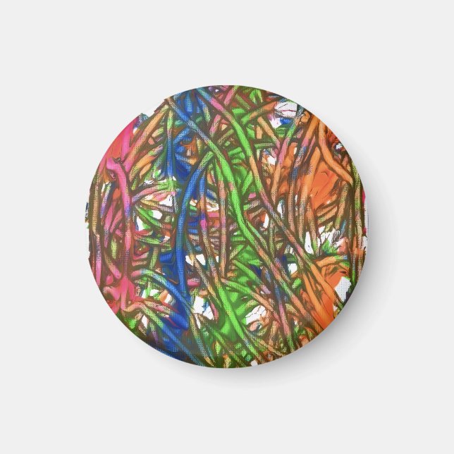 Rosa, Blau, Grün, Orange, Marmorkunst Magnet (Vorne)