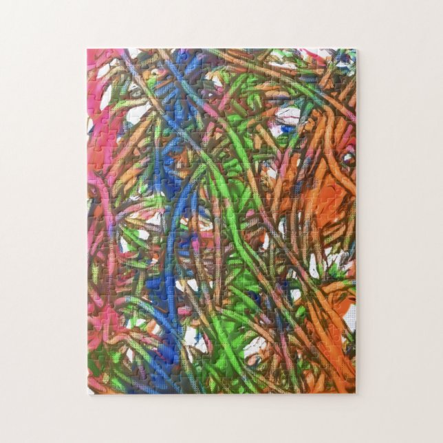 Rosa, Blau, Grün, Orange, Marmorkunst Puzzle (Vertikal)