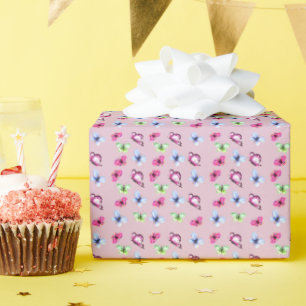 Rosa Blau Grüne Schmetterling Baby Shower Geburtst Geschenkpapier