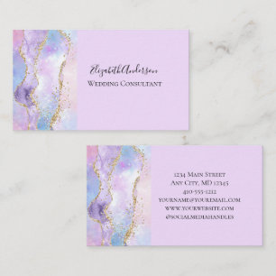 Rosa Blau Lila Achat Glitter Trend Mädchenhaft  Visitenkarte