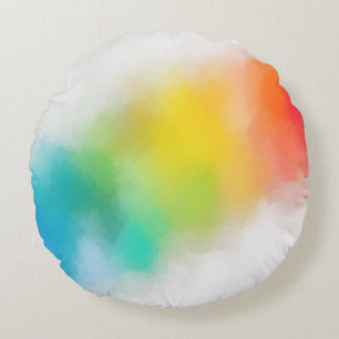 Rosa Blau Lila Gelb Grün Modern Regenbogen Rundes Kissen