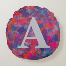 Rosa Blau Lila Moderne farbenfrohe Tropfen Cushio Rundes Kissen