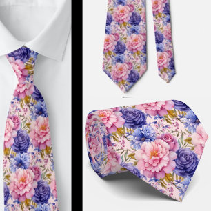 Rosa Blau Lila Veilchen Blumen Floral Krawatte