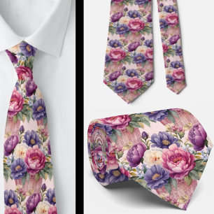 Rosa Blau Lila Violett-Blume Blütenfarben Krawatte