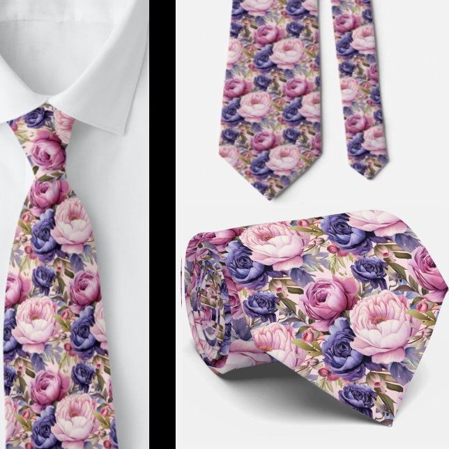 Rosa Blau Lila Violett-Blume Blütenfarben Krawatte (Von Creator hochgeladen)