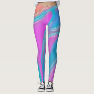 Rosa Blau liquidieren Textur Muster Leggings