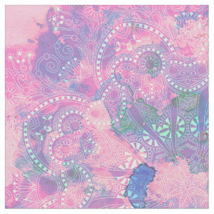 Rosa Blau Mandala Blumenmuster Stoff