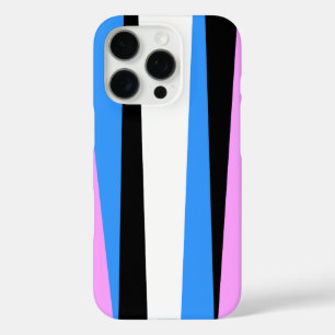 Rosa, Blau, Schwarz und Weiß Streifen iPhone 16 Pro Hülle