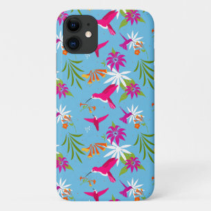 Rosa Blau Tropischer Hummingbird Gemustert Case-Mate iPhone Hülle