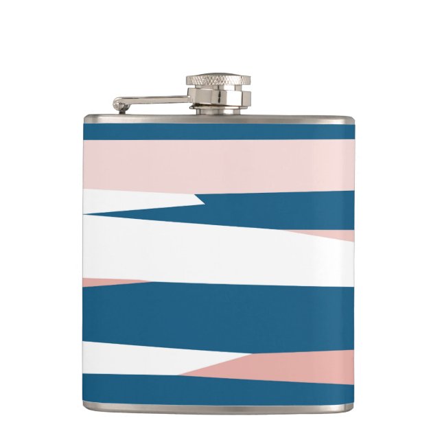 Rosa Blau und Abstrakt weiß Flachmann (Vorderseite)