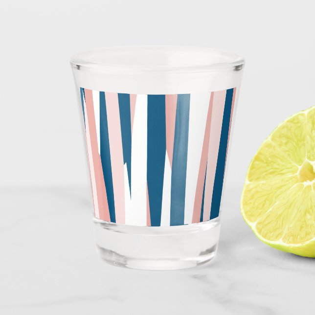 Rosa Blau und Abstrakt weiß Schnapsglas (Vorderseite)