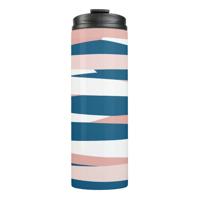 Rosa Blau und Abstrakt weiß Thermosbecher (Vorderseite)