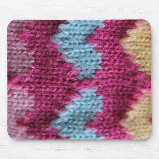 Rosa, Blau und Gelb Stricken Mousepad (Vorne)