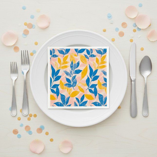 Rosa, Blau und Gelblithographie Blumenzehen Serviette (Pink, Blue, and Yellow Lithograph Floral Wedding Napkins.)