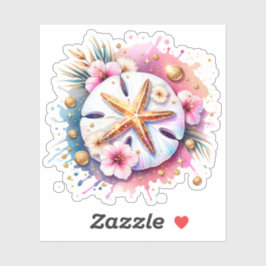 Rosa, blau und goldfarbener Sandstrand Aufkleber