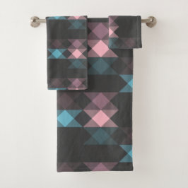 rosa blau und grau geometrisch badhandtuch set