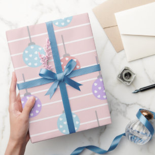 Rosa Blau und Lila Polka Dot Hearts Geschenkpapier