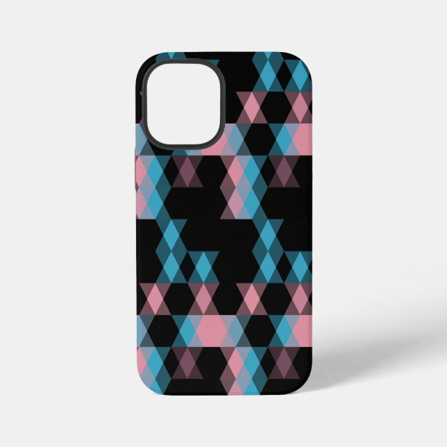rosa blau und schwarze geometrische iPhone hülle (Rückseite)