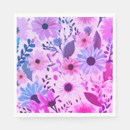 Rosa, blau und violett | Fettflorales Party Serviette