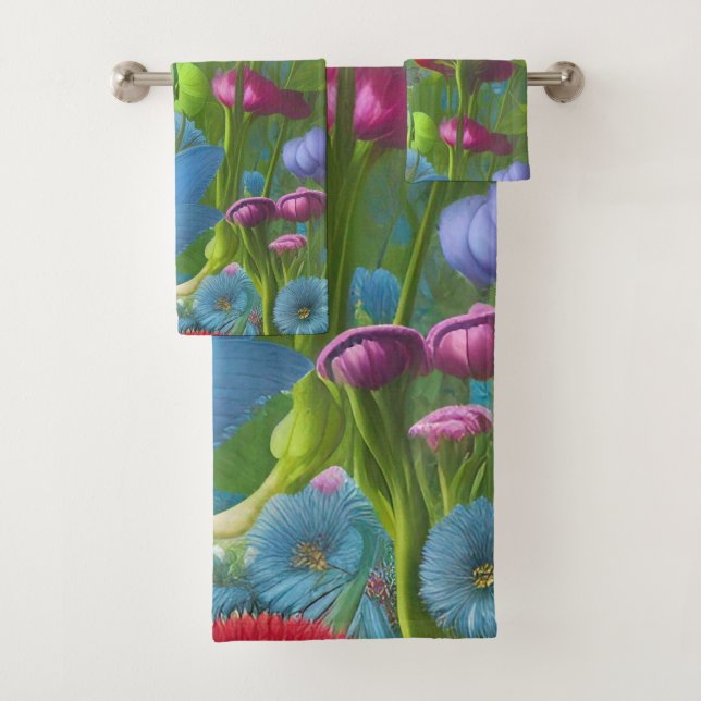 Rosa, blau und weiß badhandtuch set (Insitu)