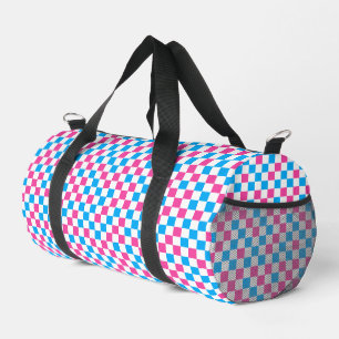 Rosa Blau Und Weiß Kariertes Muster Duffle Bag