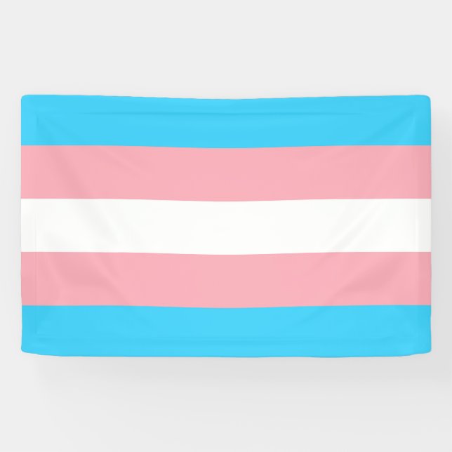 Rosa, Blau und Weiß-Transgender-Flag Banner (Horizontal)