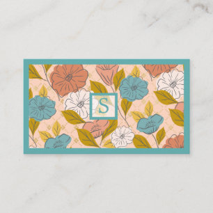 Rosa Blau Vintage Abstrakte Wildblume Blumenblätte Visitenkarte