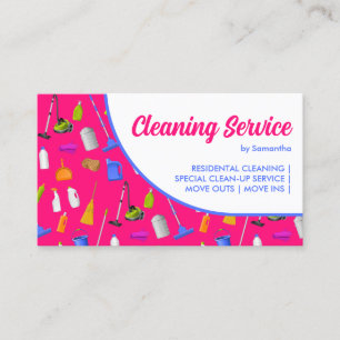 Rosa Blau Weiß Modernes Haus Reinigungsservice Visitenkarte