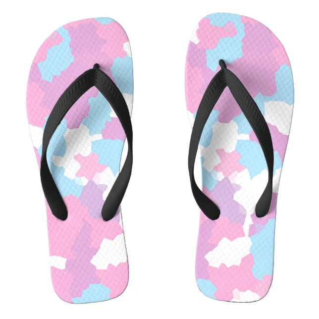 Rosa Blau Weiße Camouflage Abstrakt Flip Flops (Fußbett)