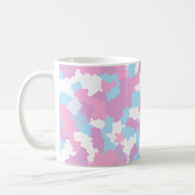 Rosa Blau Weiße Camouflage Abstrakt Kaffeetasse (Links)