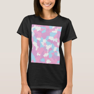 Rosa Blau Weiße Camouflage Abstrakt T-Shirt
