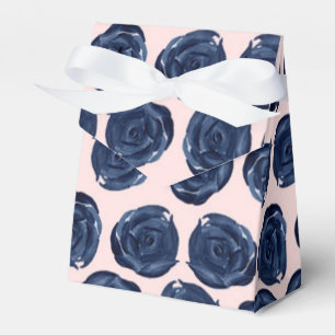 Rosa Blaue Aquarell-Rosen Reben Cottage-Hochzeit Geschenkschachtel