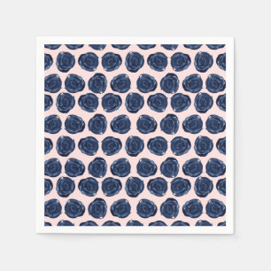 Rosa Blaue Aquarell-Rosen Reben Cottage-Hochzeit Serviette