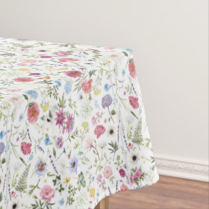 Rosa, Blaue Aquarell-Wildblumen-Tischdecke Tischdecke