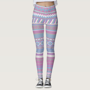 Rosa/blaue Azteken Leggings