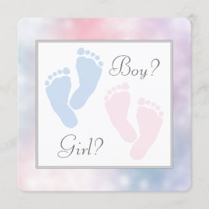 Rosa blaue Babyfüße Footprint Geschlechtsenthüllun Einladung