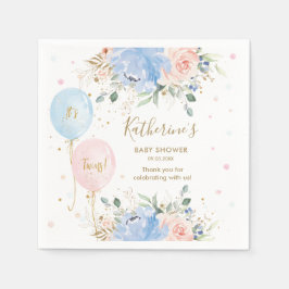 Rosa blaue Balloons Blüte Es ist Twins Baby Dusche Serviette