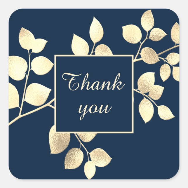 Rosa-blaue Blätter quadratischer Aufkleber (Vorderseite)