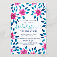 Rosa blaue Blumen Leaf Acrylfarbe Brautparty
