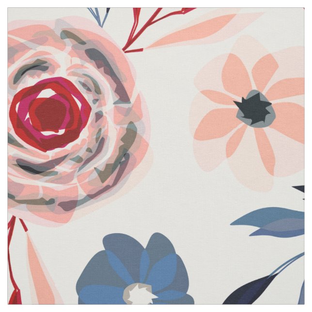 Rosa, blaue Blumen. Stoff (Muster)