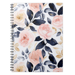 Rosa Blaue Chic Blumen Notizblock