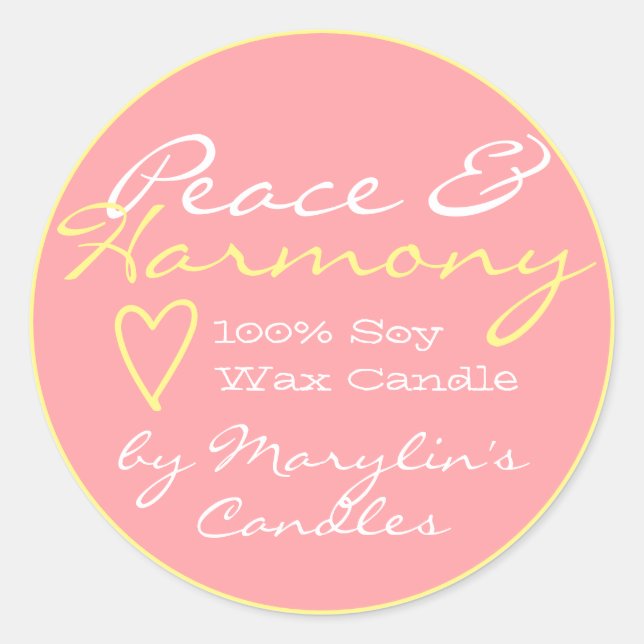 Rosa blaue, einfache Kerzenplatten mit Heart Paste Runder Aufkleber (Vorderseite)