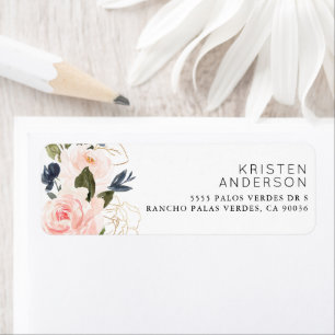 Rosa blaue Flora Wasserfarbe Goldfolie